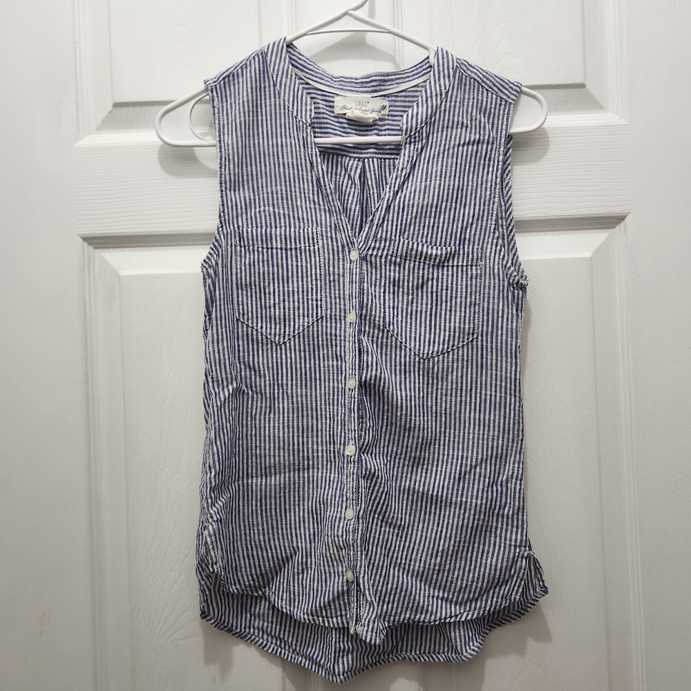 H&M Striped Sleeveless Button-Up Top